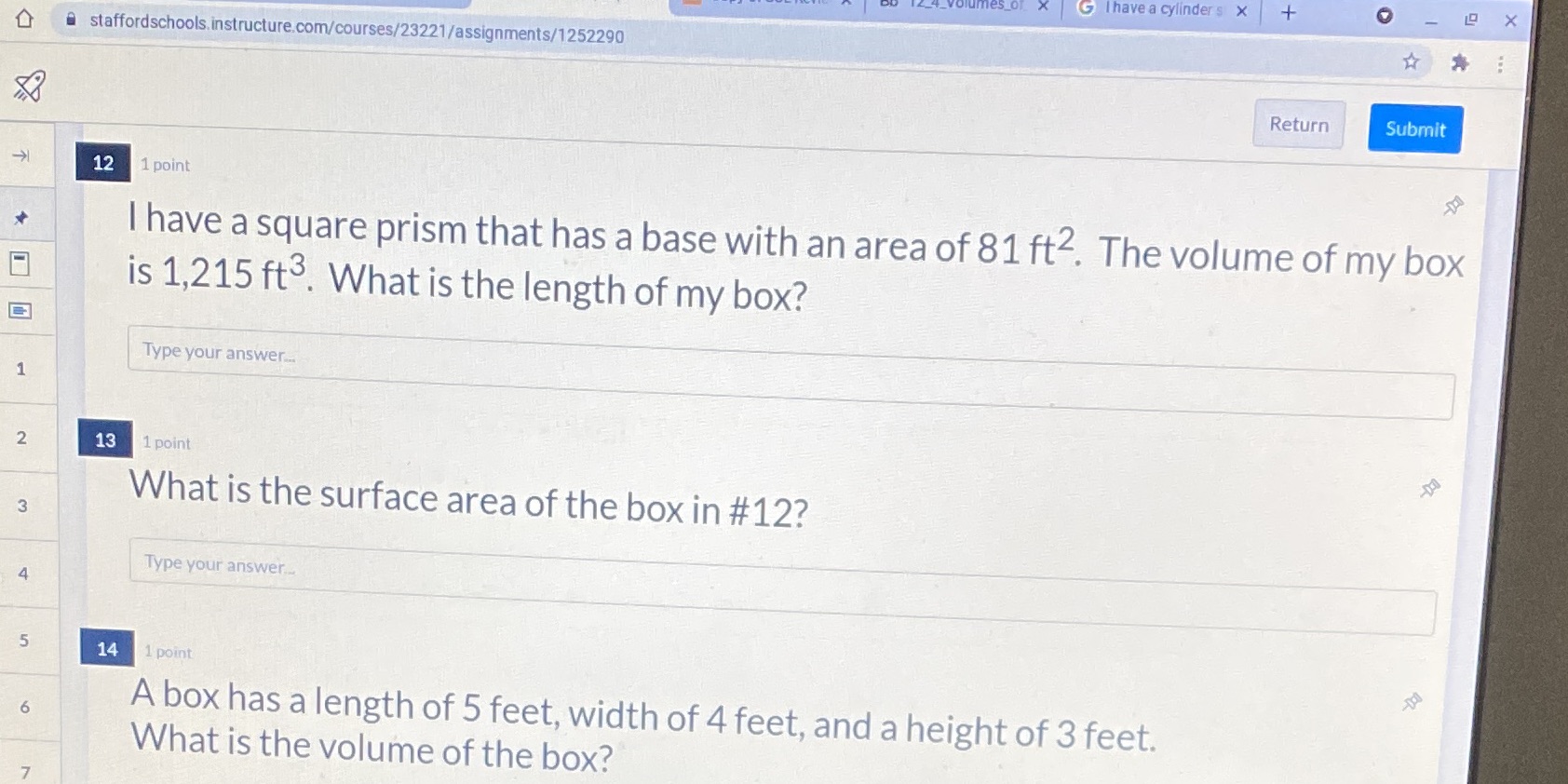 ; I have a square prism that has a base with an