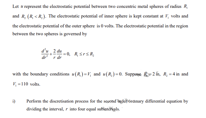 Let u represent the electrostatic potential