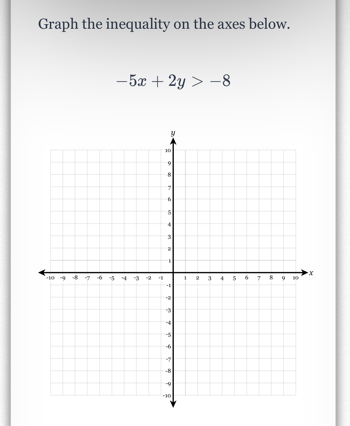 Graph it for me please Graph the inequality on