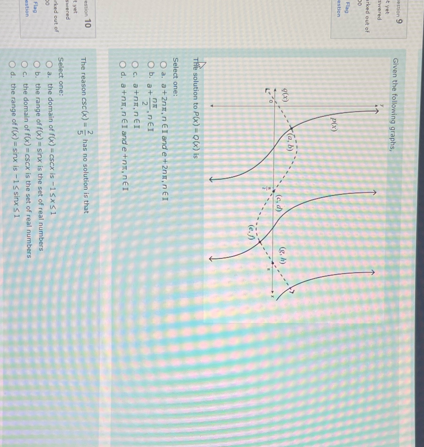 Help with 9,10 estion 9 Given the following