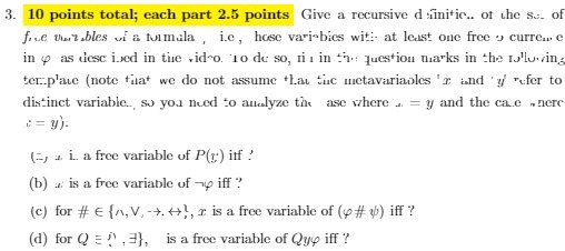 3. 10 points total; each part 2.5 points Give a