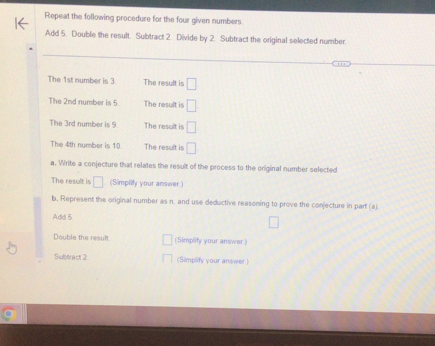 Repeat the following procedure for the four given