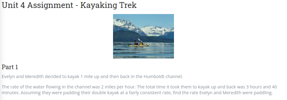 Unit 4 Assignment - Kayaking Trek Part 1 Evelyn