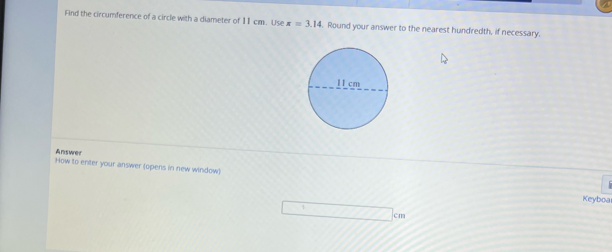 Find the circumference of a circle with a