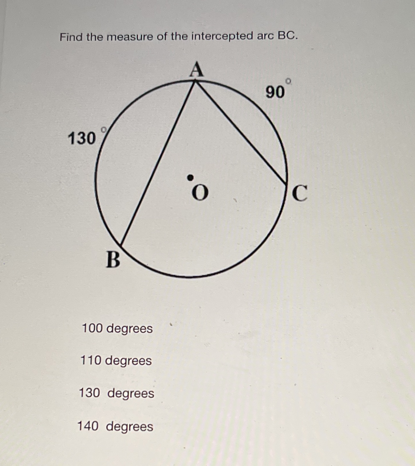 Angles in a Circle Find the measure of the