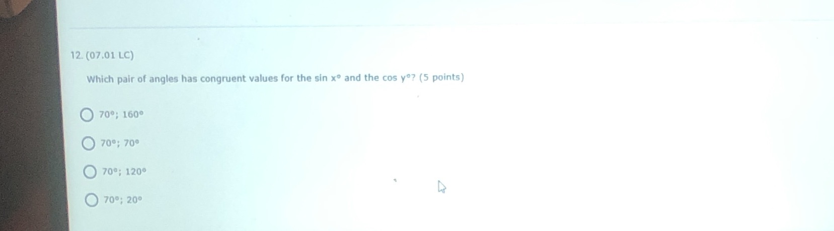 12. (07.01 LC) Which pair of angles has congruent