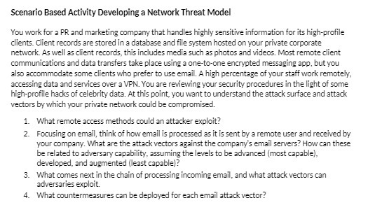 Scenario Based Activity Developing a Network