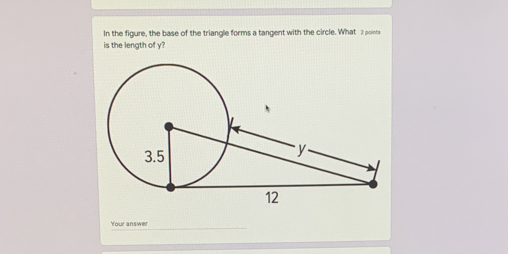 In the figure, the base of the triangle forms a