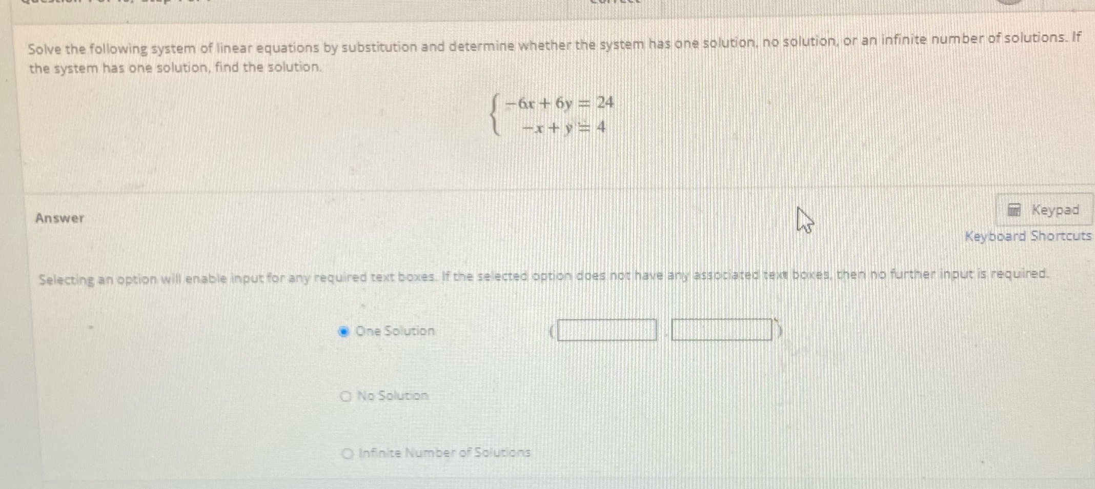 Solve the following system of linear equations by