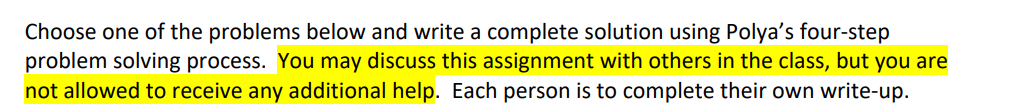 Choose one of the problems below and write a