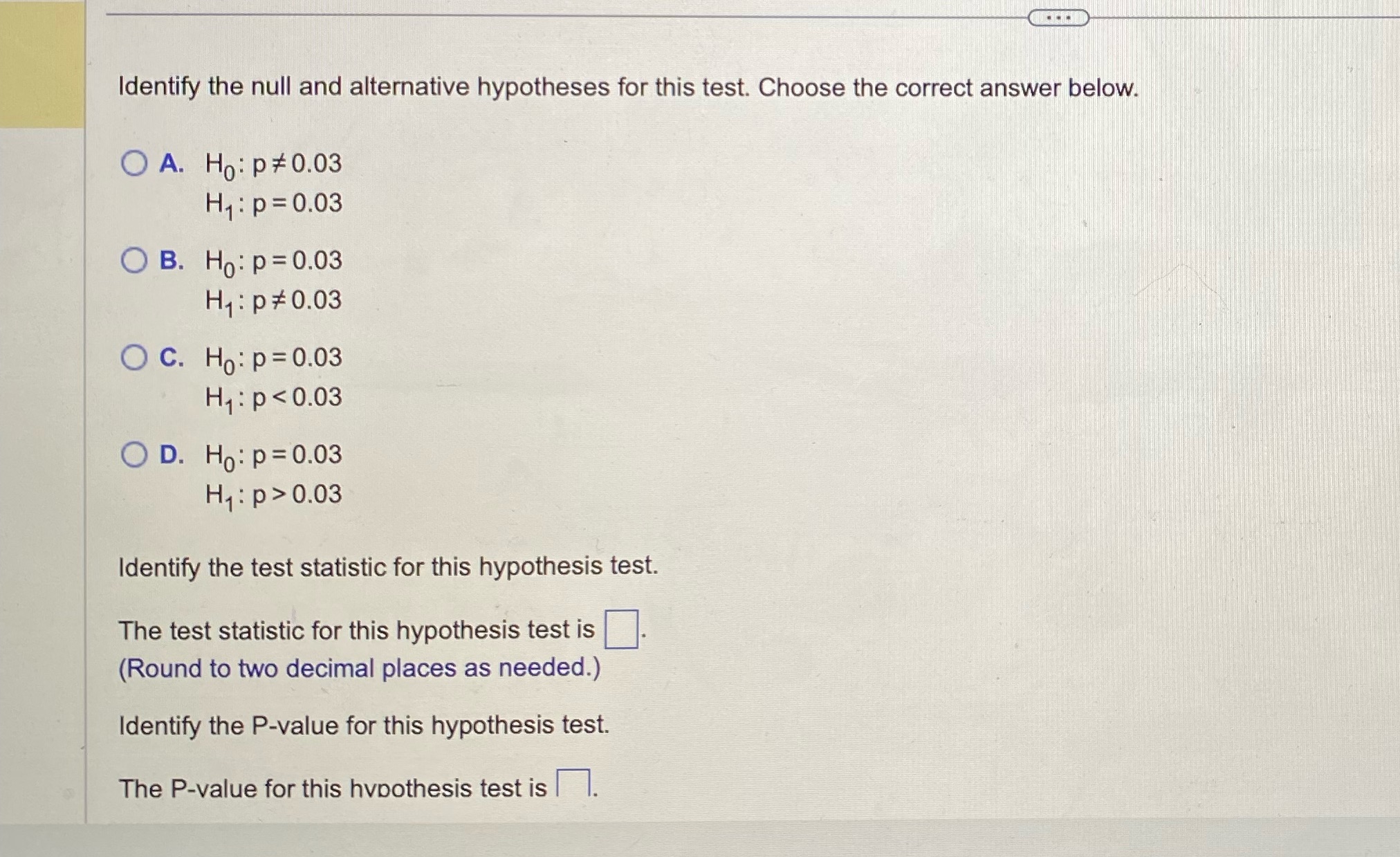 Identify the null and alternative hypotheses for
