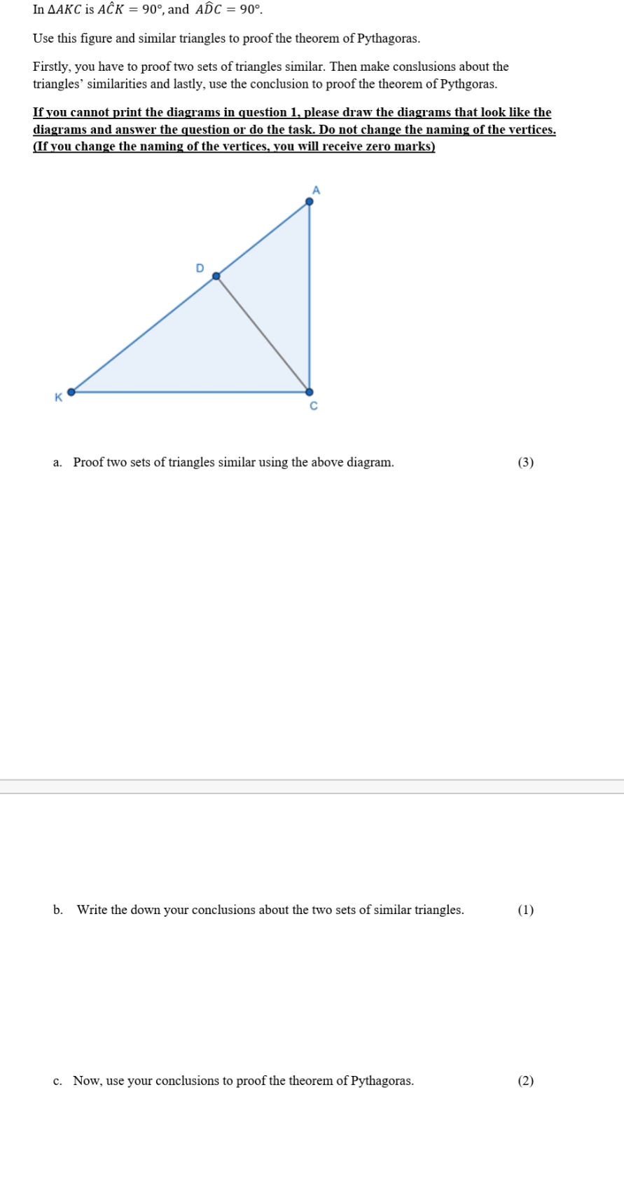 similarity In AAKC is ACK = 90, and ADC = 90. Use
