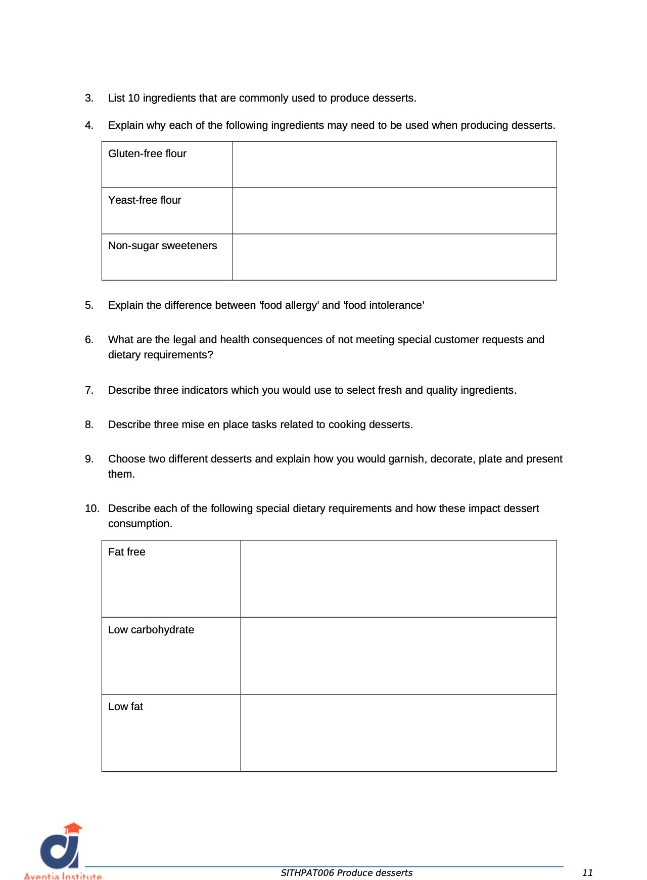 List 10 ingredients that are commonly used to