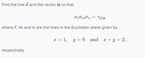 Find the line d and the vector u so that OfUmUn =