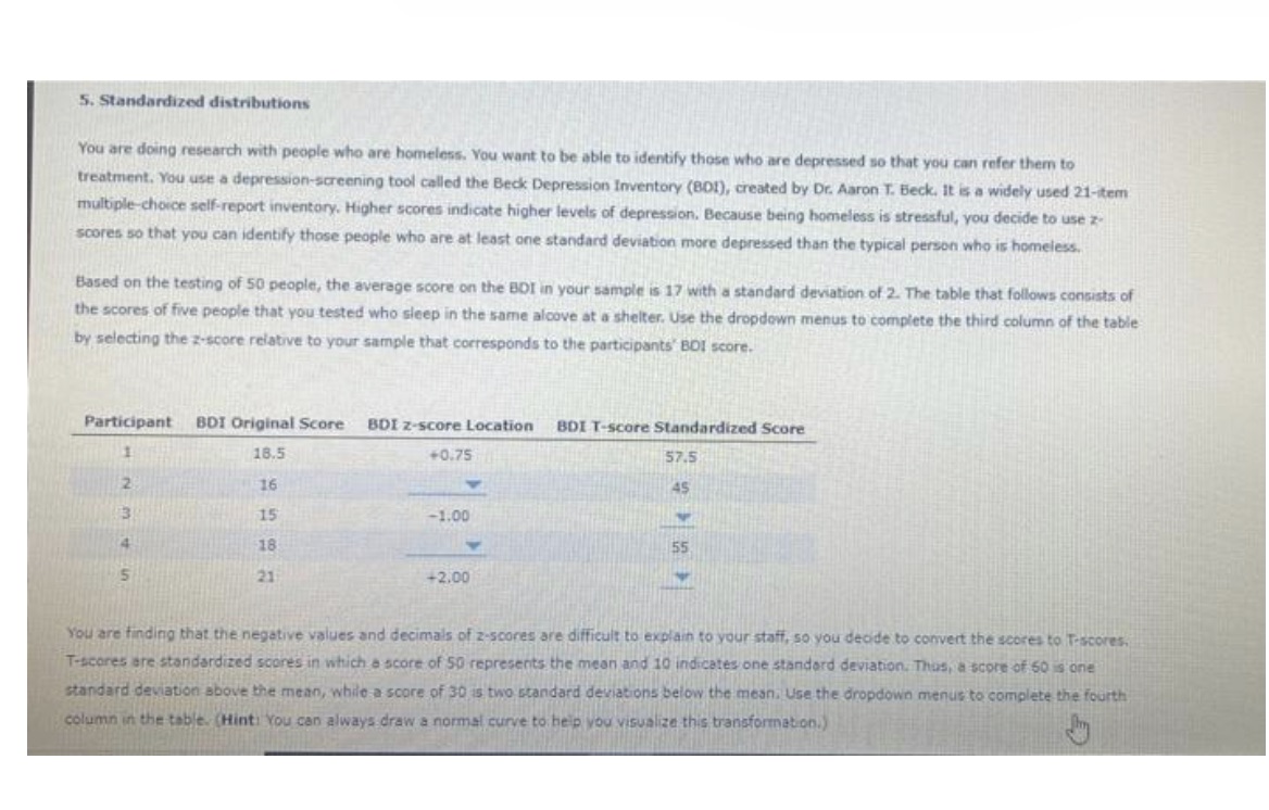 5. Standardized distributions You are doing
