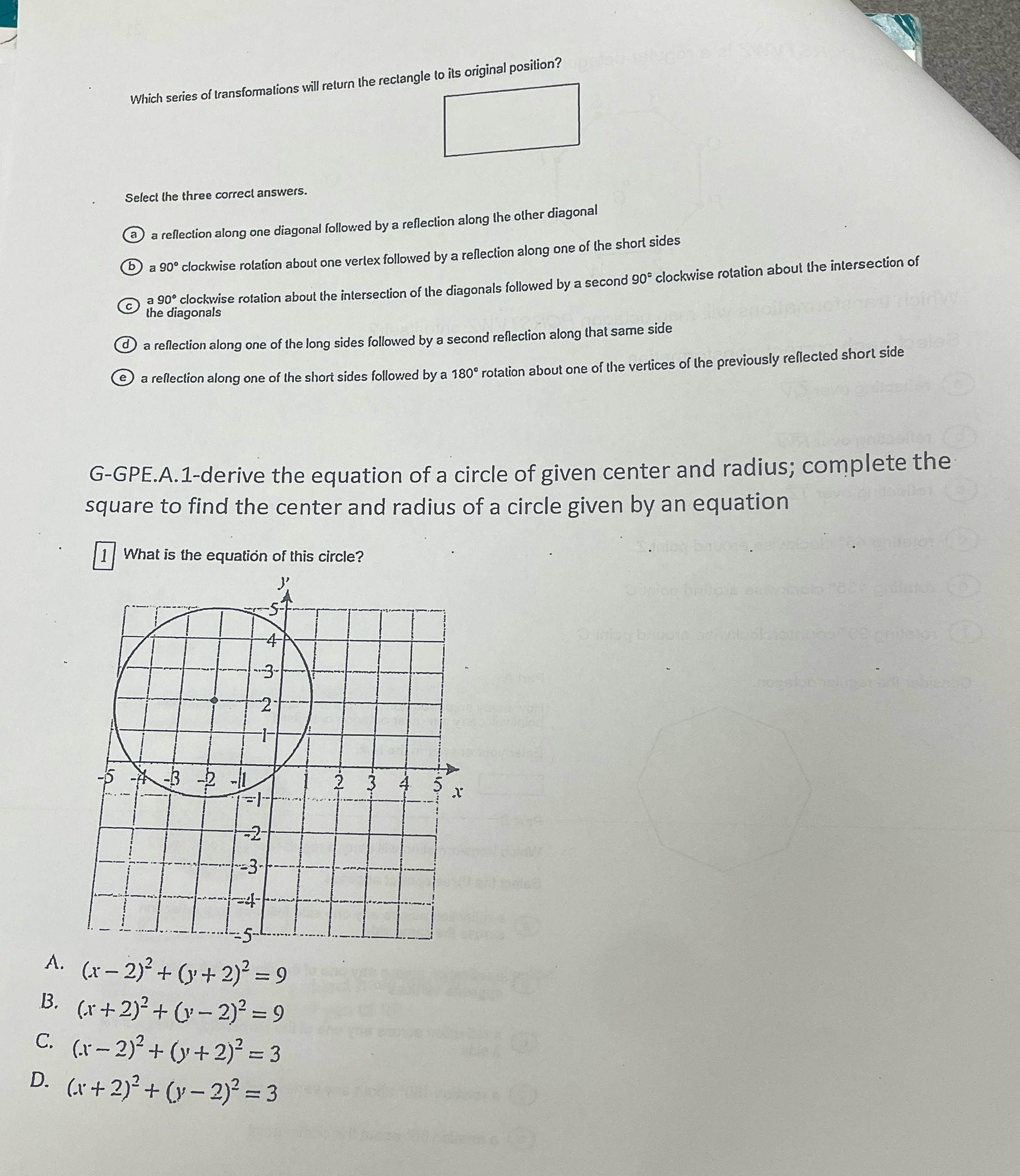 Which series of transformations will return the