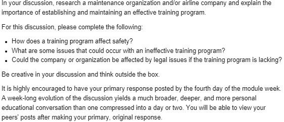 In your discussion, research a maintenance