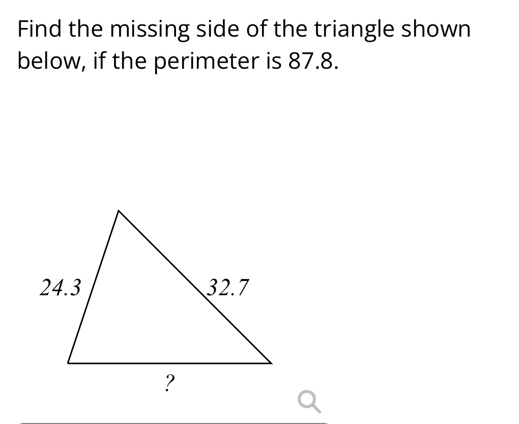 Find the missing side of the triangle shown