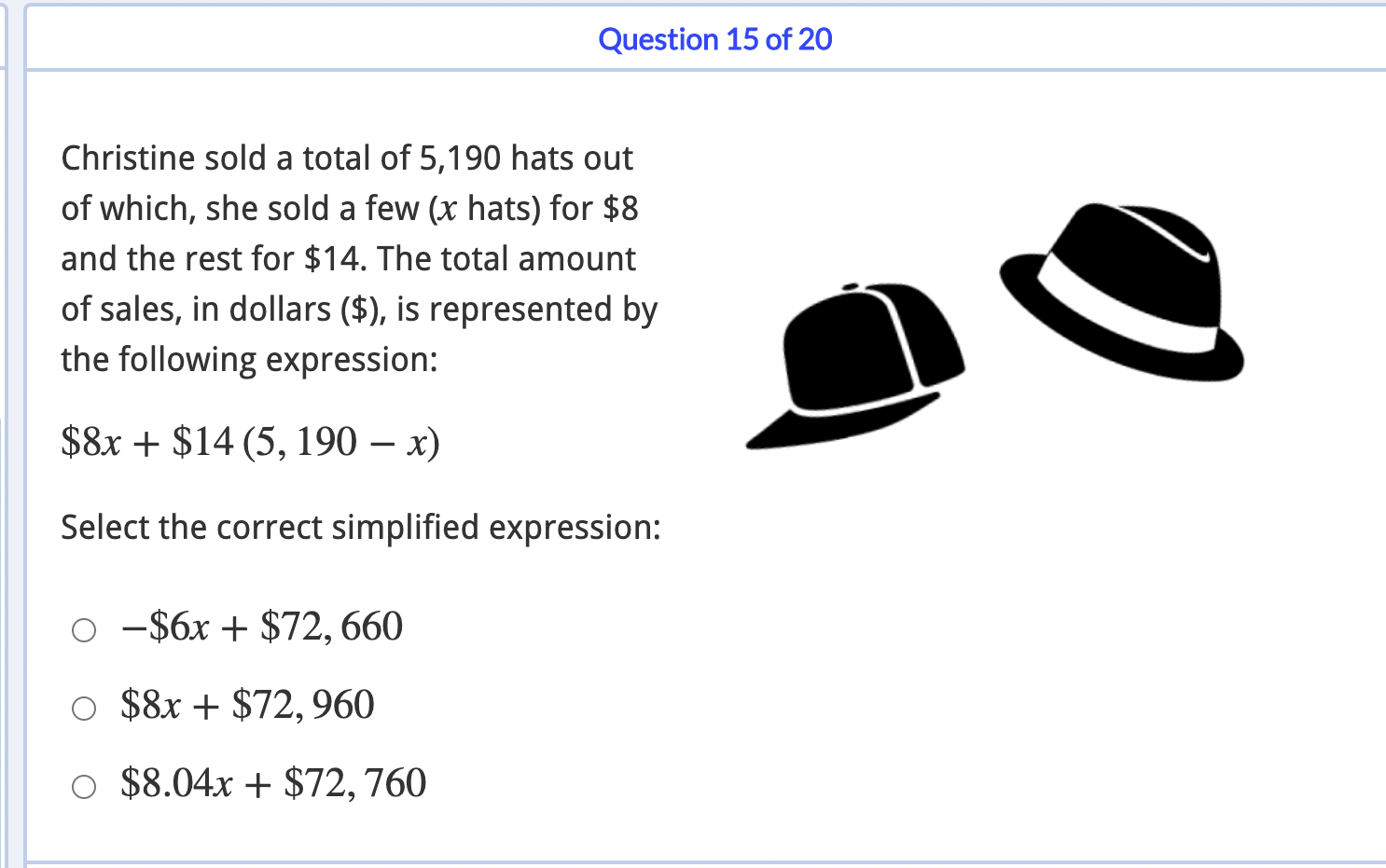 Question 15 of 20 Christine sold a total of 5,190