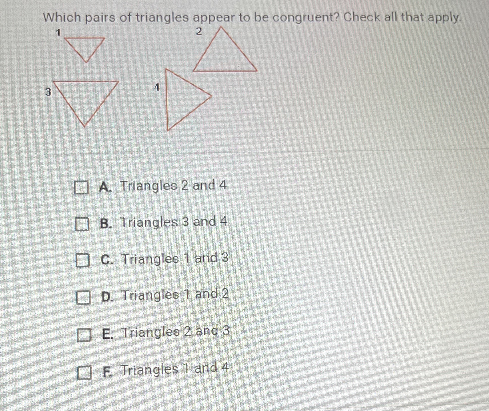 Apex geometry Which pairs of triangles appear to