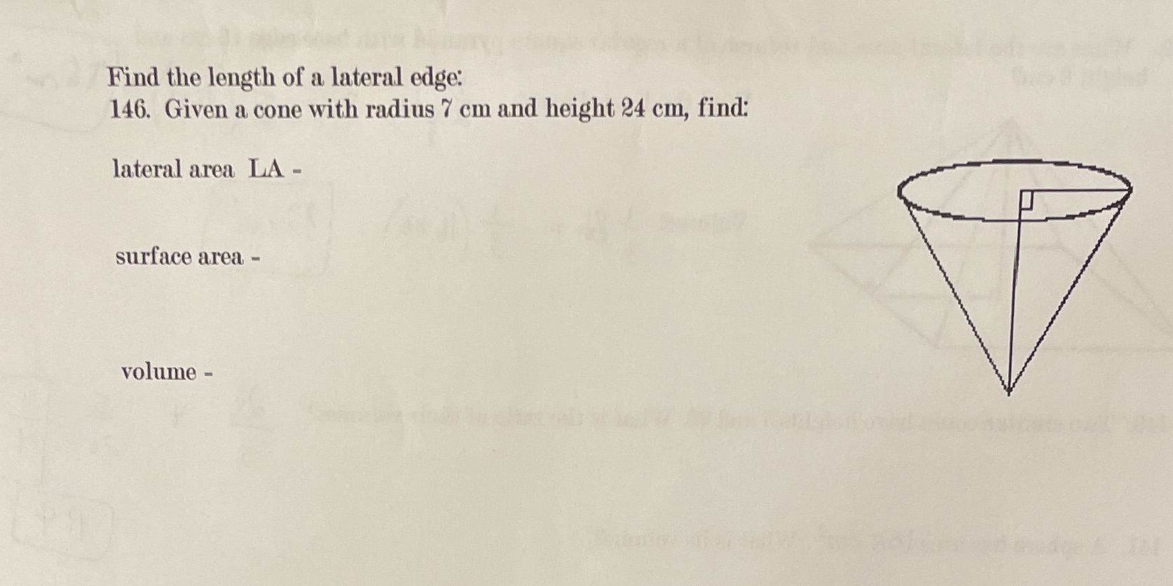 Find the length of a lateral edge: 146. Given a