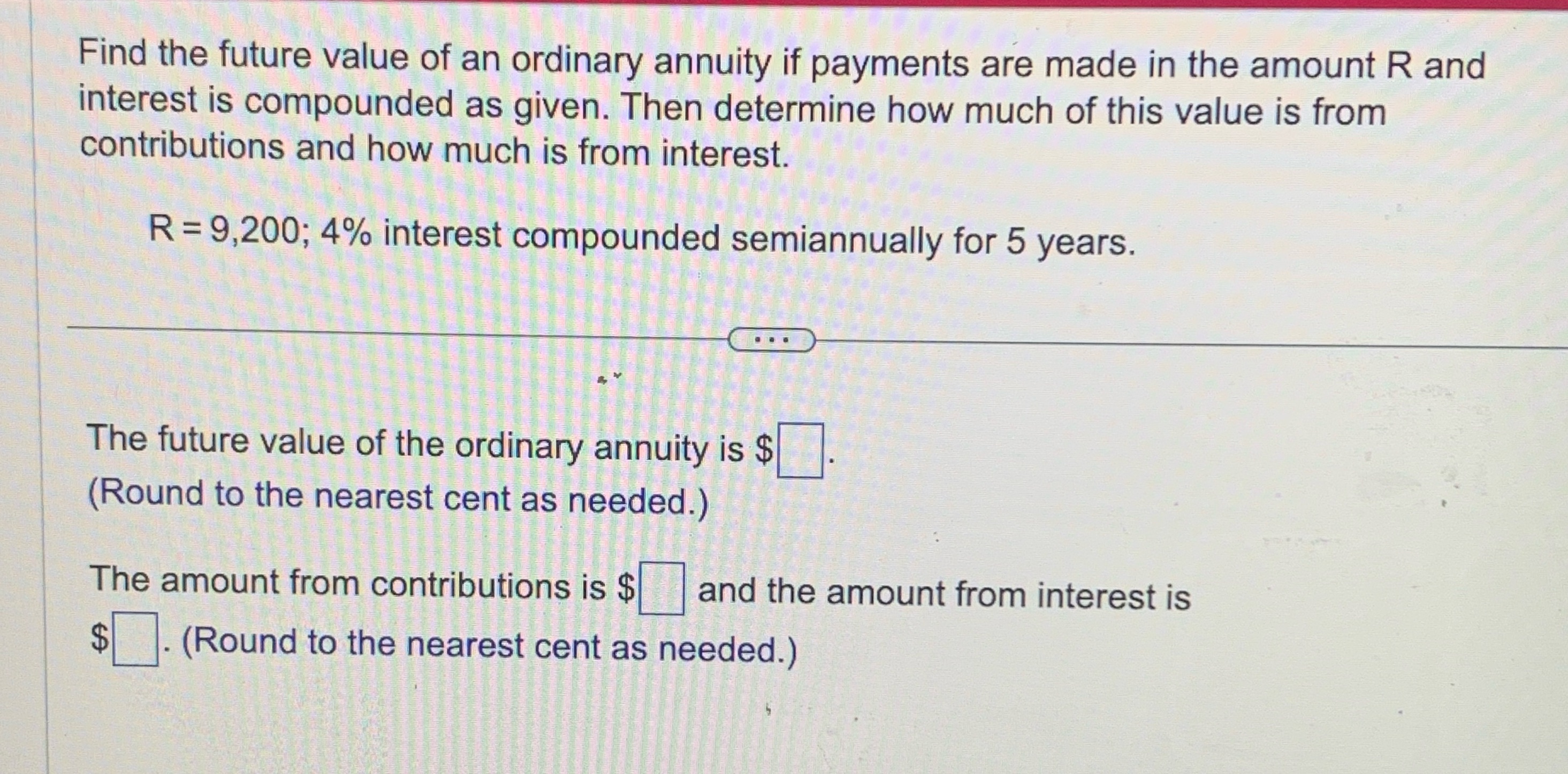 Find the future value of an ordinary annuity if