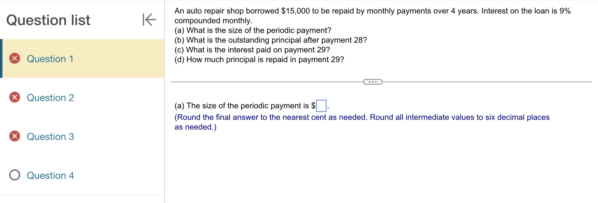 Question list 0 Question 1 "4 Question 2 0
