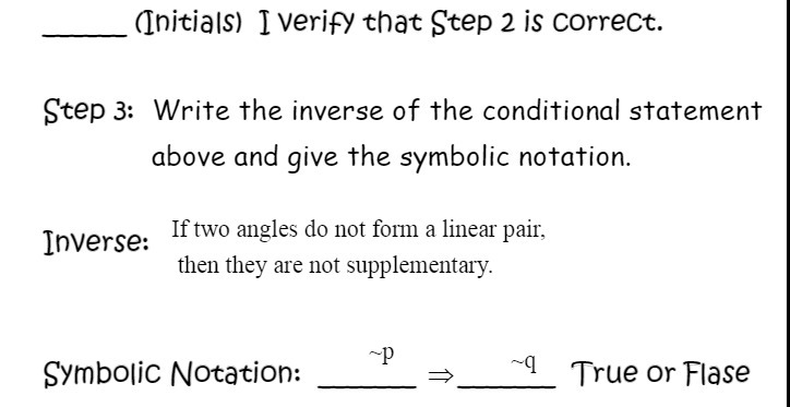 (Initials) I verify that Step 2 is correct. Step