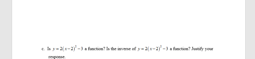 \f7. Consider the equation, y =2(x-2) -3, on the