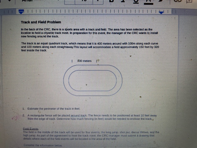 ? Track and Field Problem in the back of the CRC,