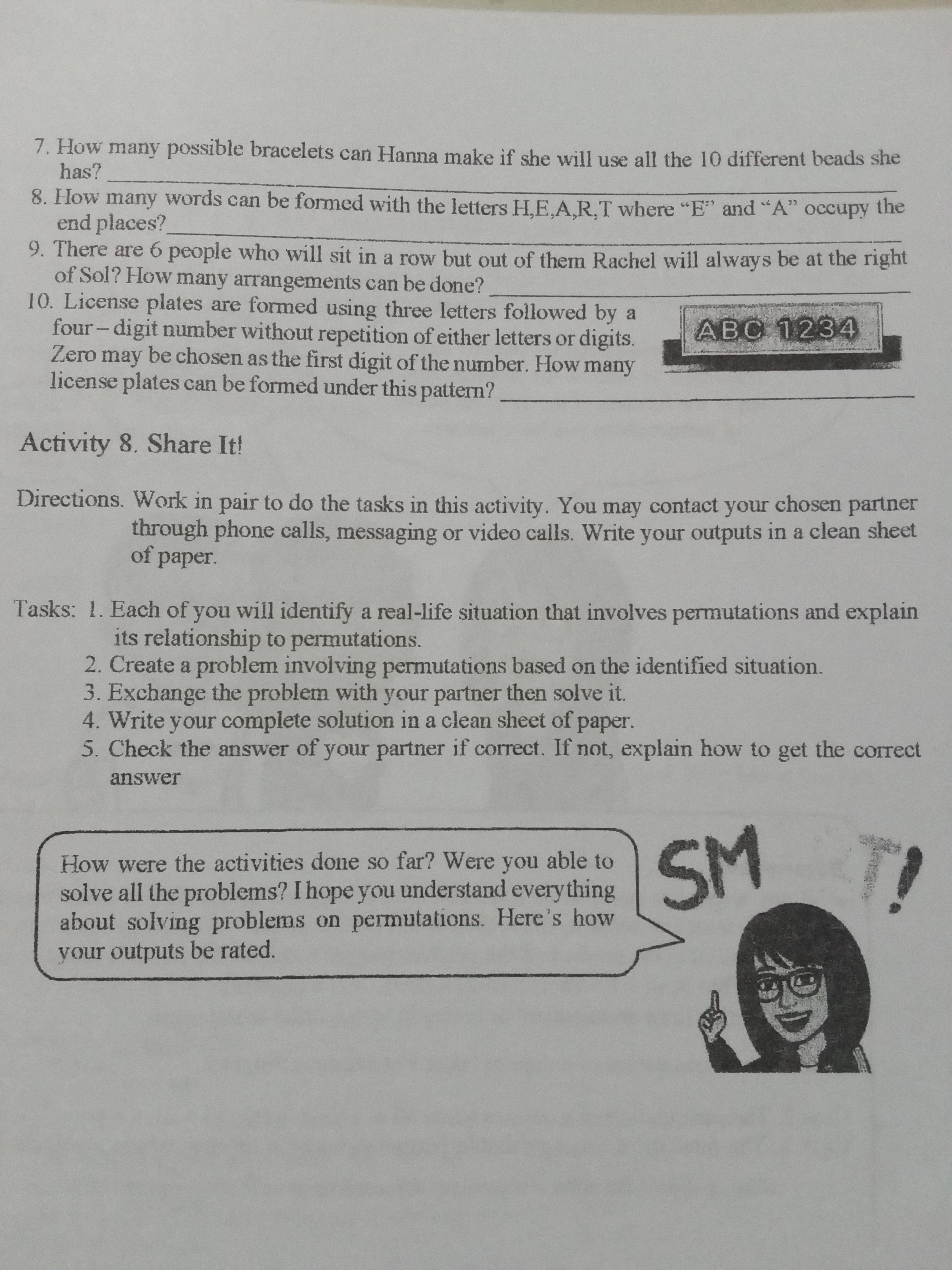 answer the questions \fActivity 2. Arrange Me