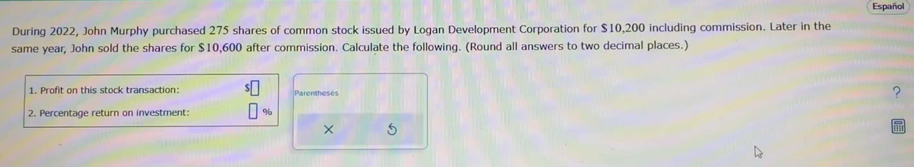 Espanol During 2022, John Murphy purchased 275