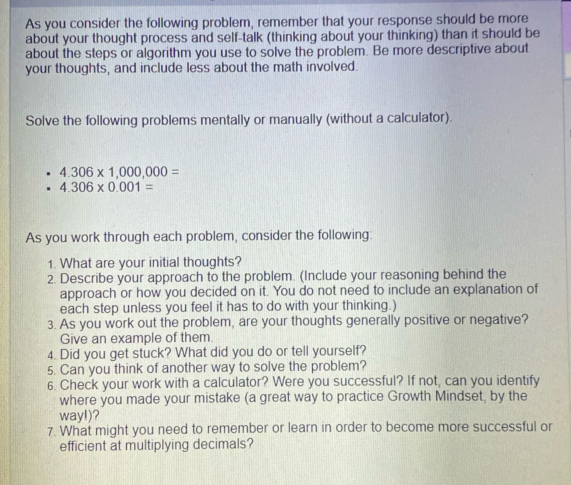 As you consider the following problem, remember