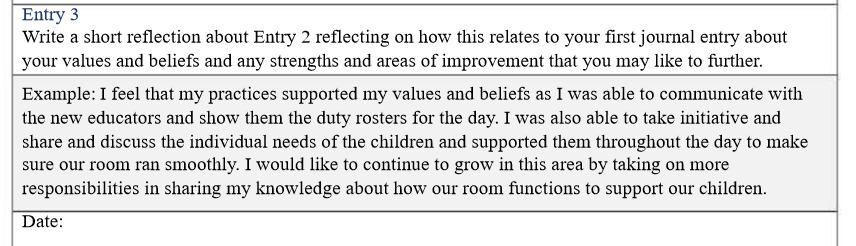 Entry 3 Write a short reflection about Entry 2