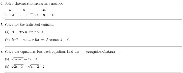 6. Solve the equation using any method 8 34 T- 12