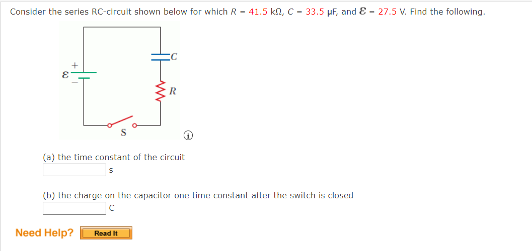 Consider the series RC-circuit shown below for
