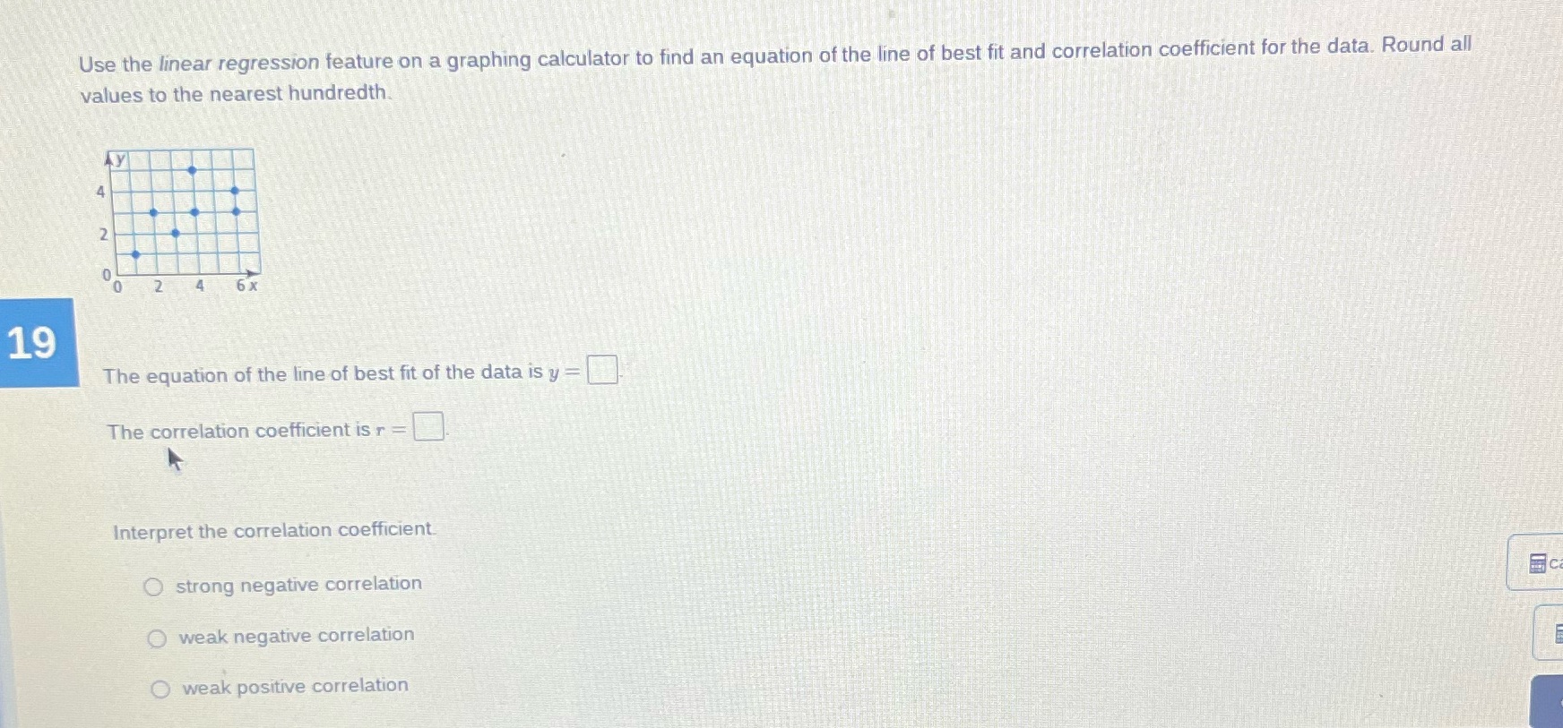 Use the linear regression feature on a graphing