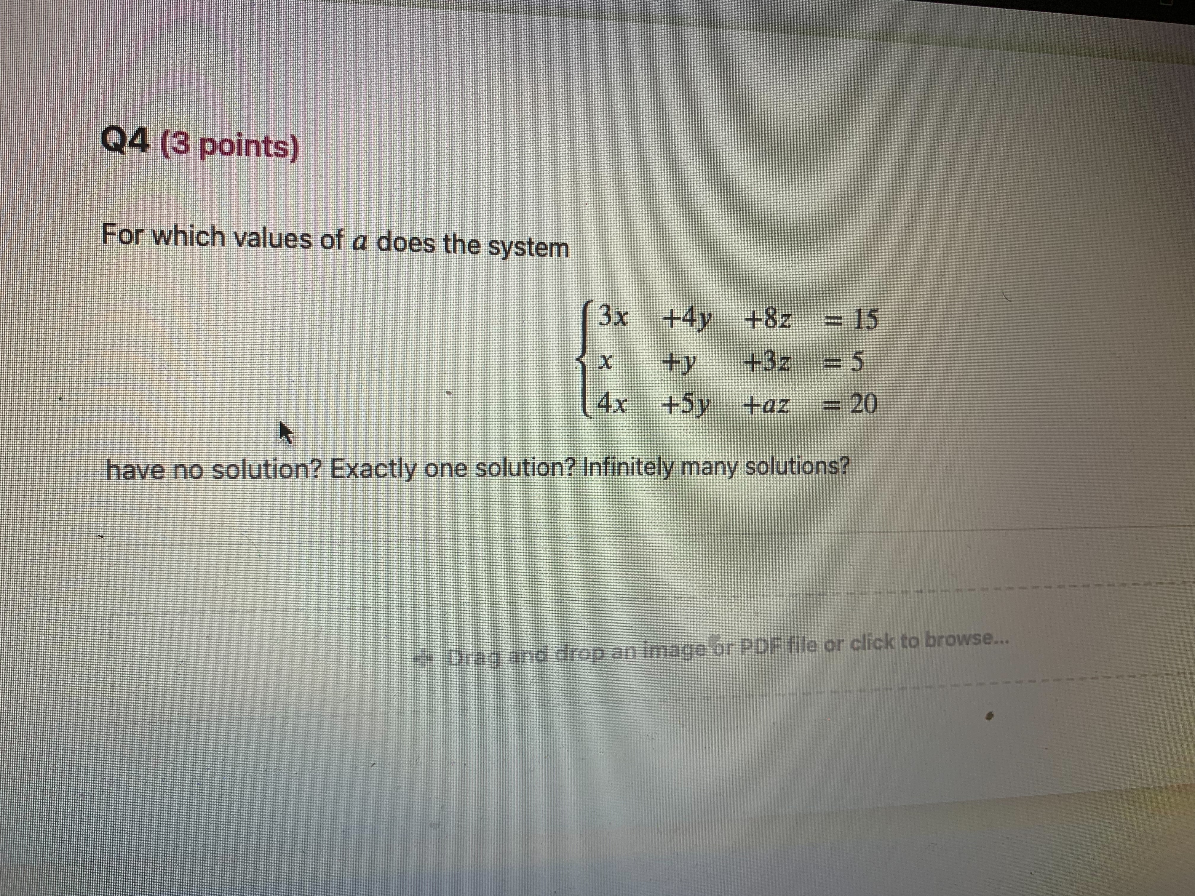 Q4 (3 points) For which values of a does the