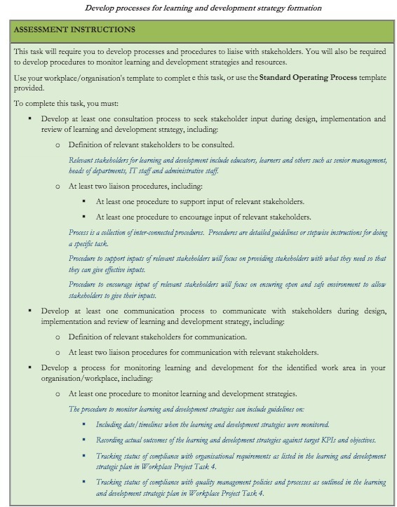 Develop processes for learning and development