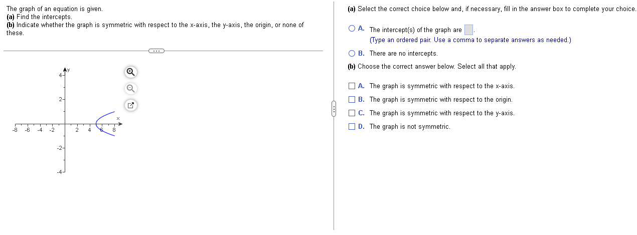 The graph ofan equation is given. [a] Select the