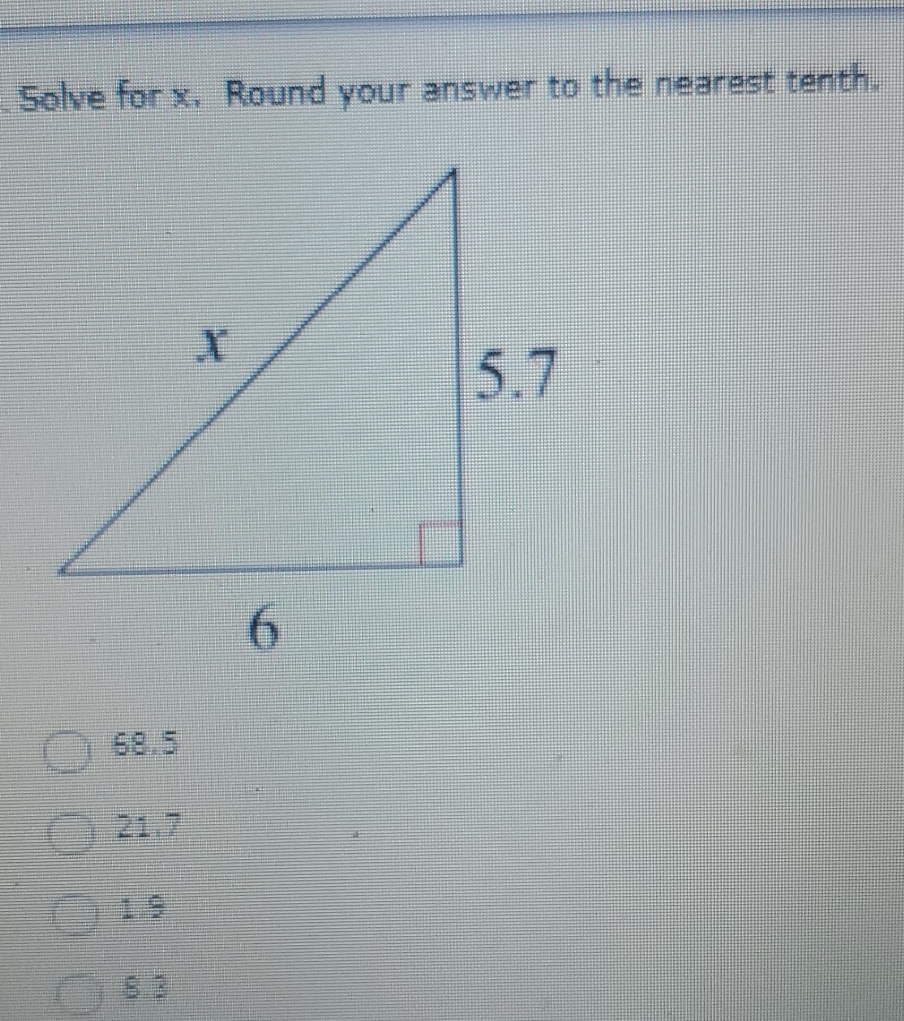 solve for x Solve for x. Round your answer to the