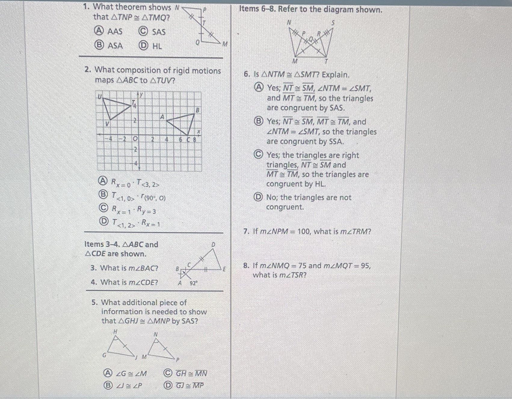1. What theorem shows N Items 6-8. Refer to the
