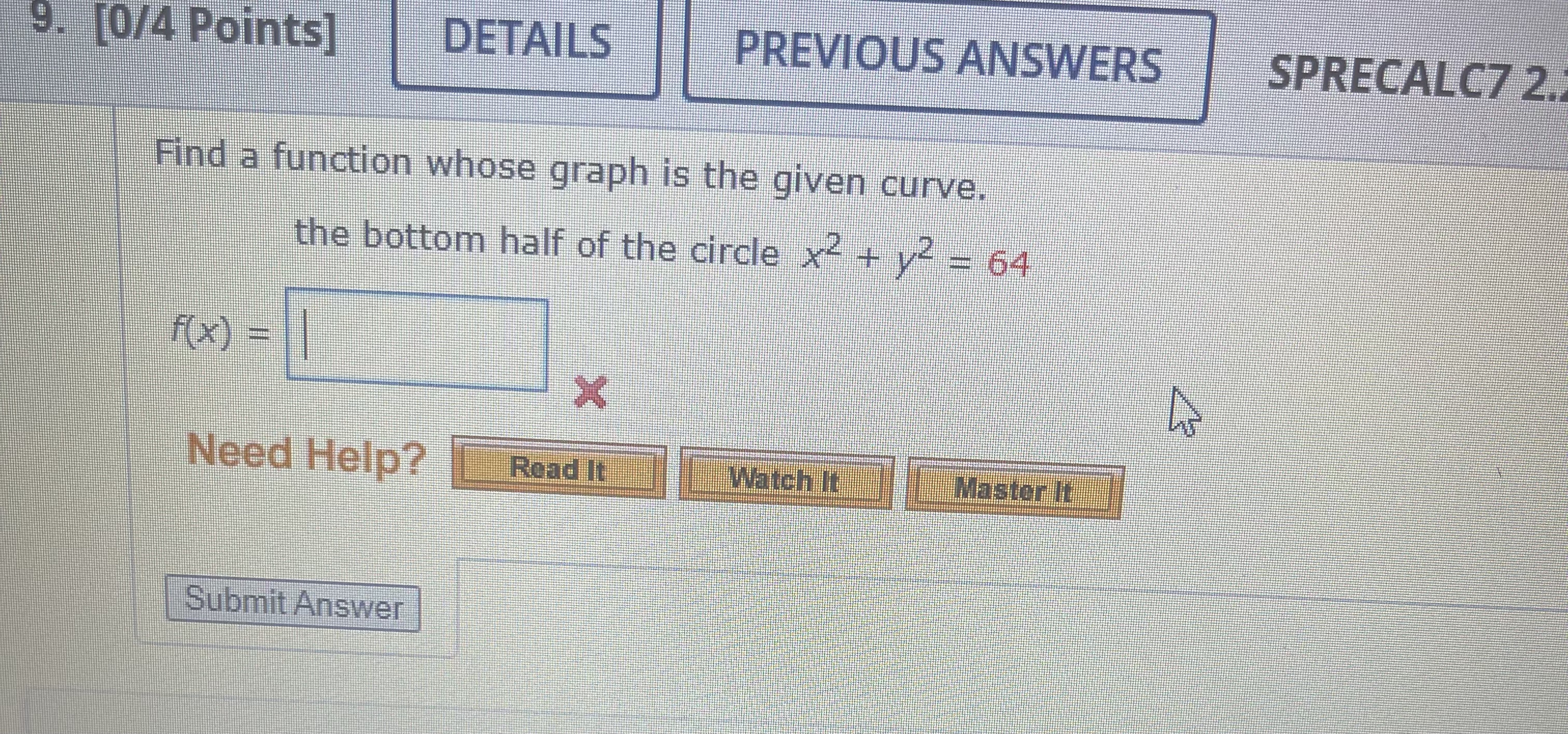 Need help 9. [0/4 Points] DETAILS PREVIOUS