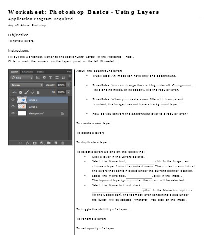 Worksheet: Photoshop Basics - Using Layers