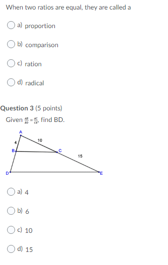 \fQuestion 19 (5 points) What is the value of x?