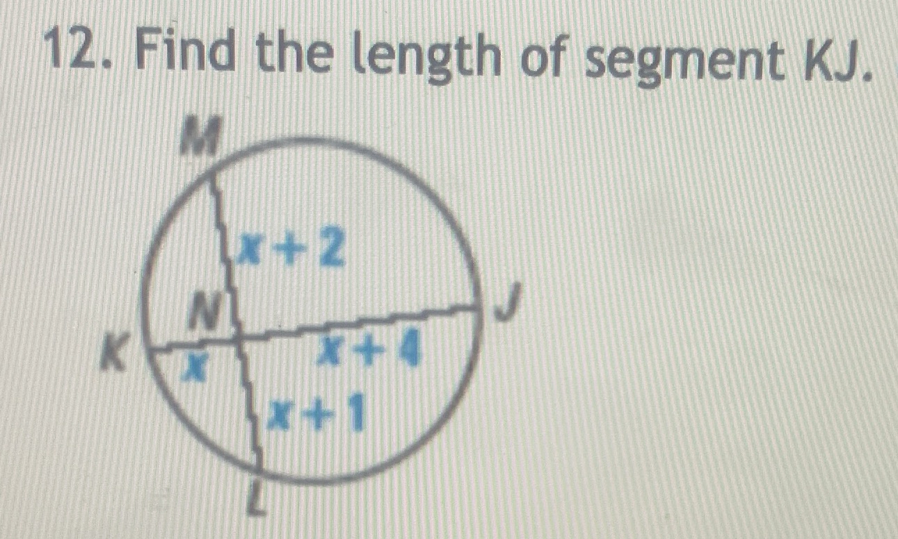 12. Find the length of segment KJ. x +2 K X X+4