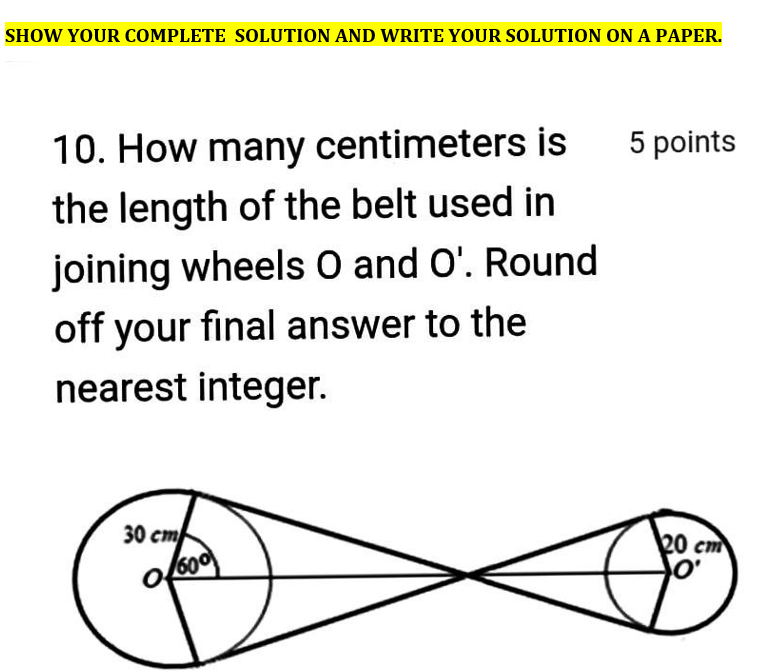 SHOW YOUR COMPLETE SOLUTION AND WRITE YOUR