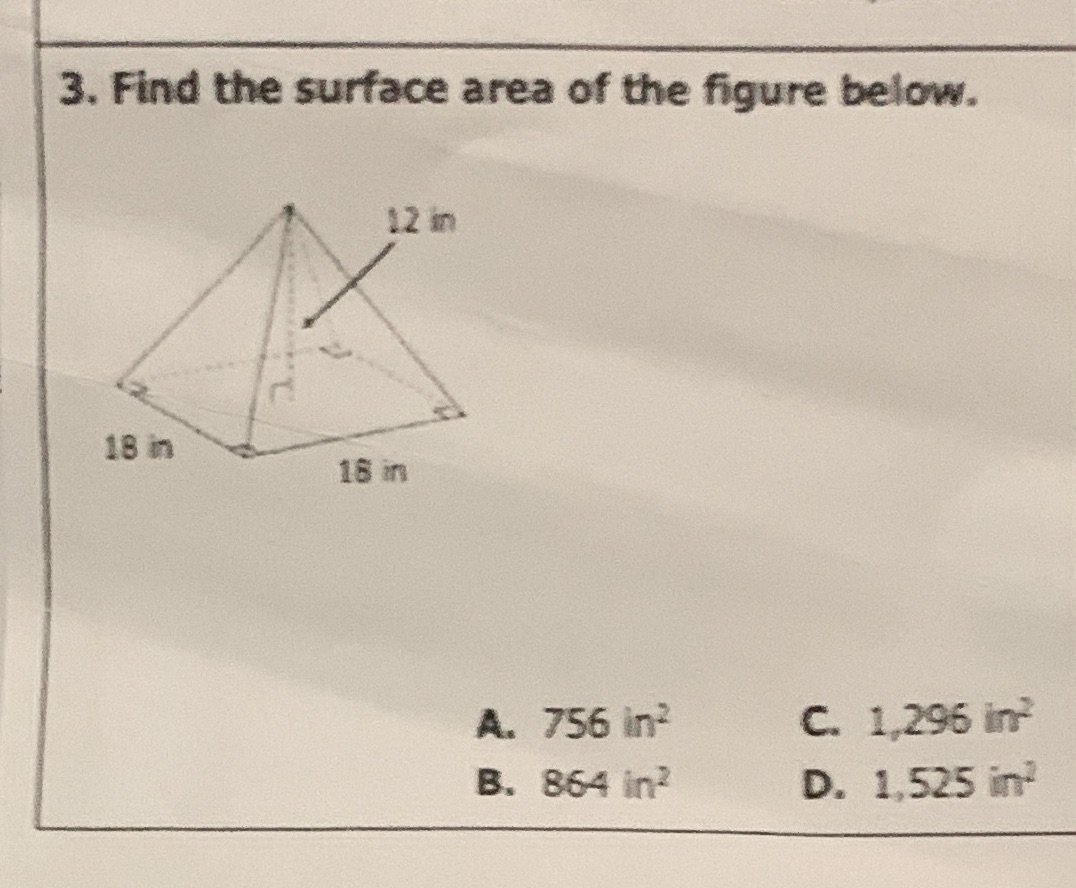 3. Find the surface area of the figure below. 12