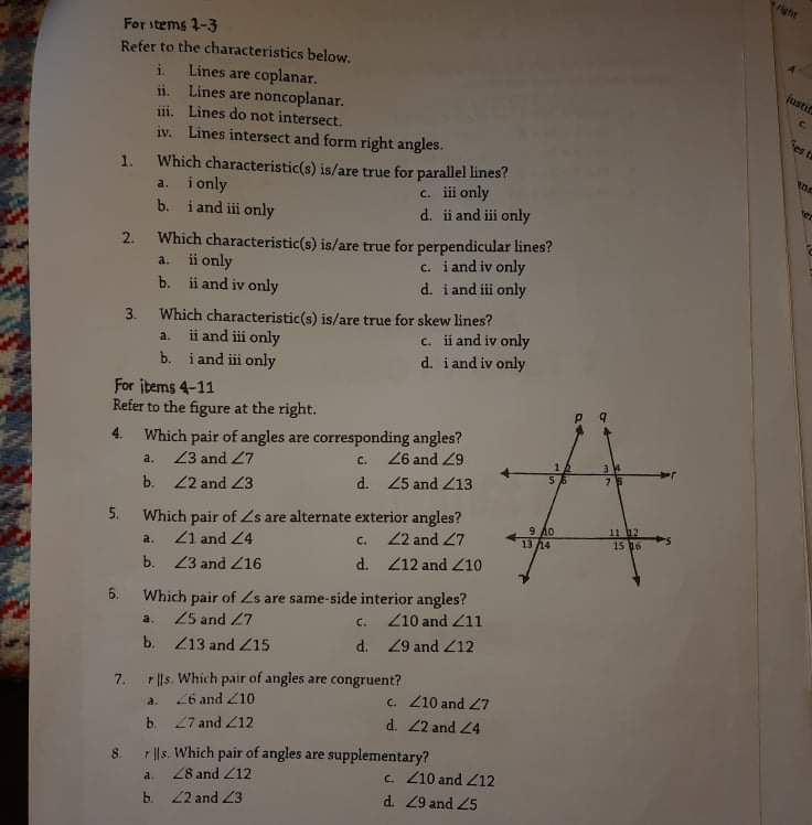 GEOMETRY PROBLEMS (Multiple choice) For stems 1-3