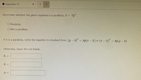 Question 17 Determine whether the given equation
